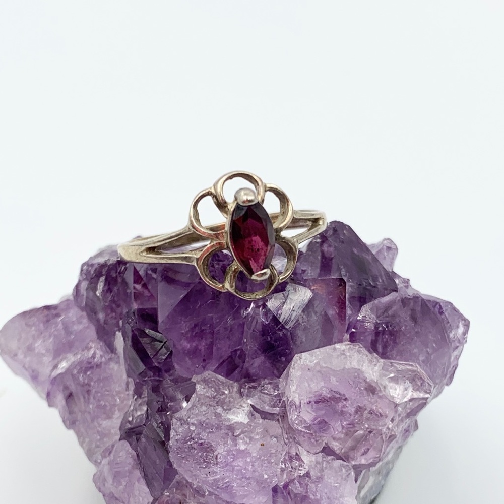 Dainty Sterling Silver Genuine Garnet Ring